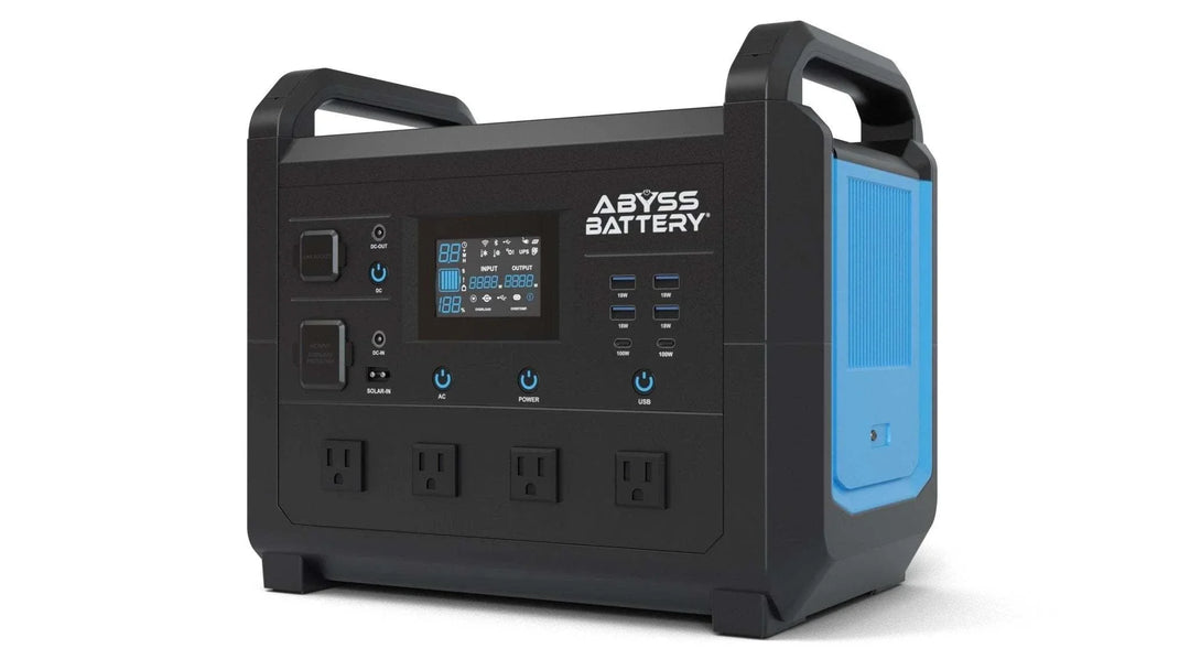 ABYSS 1600W Portable Power Station with multiple ports and LED display.