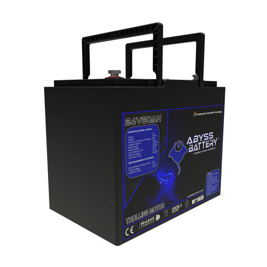 24V 60Ah lithium trolling motor battery from ABYSS® for reliable marine use.