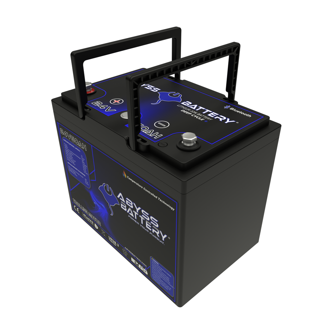 24V 60Ah lithium trolling motor battery for marine use.