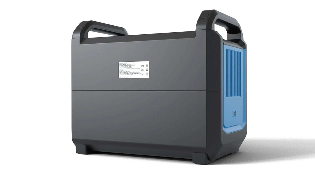 ABYSS® 1600W Portable Power Station with dual handles and blue panel, ideal for outdoor and emergency use.