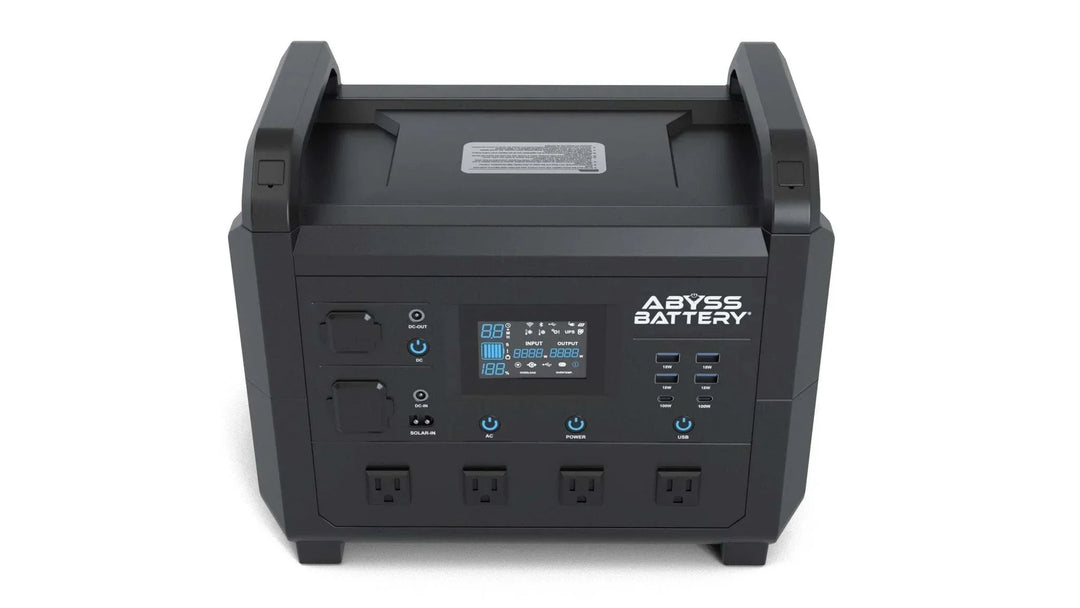 ABYSS® 1600W Portable Power Station with multiple ports and LED interface.