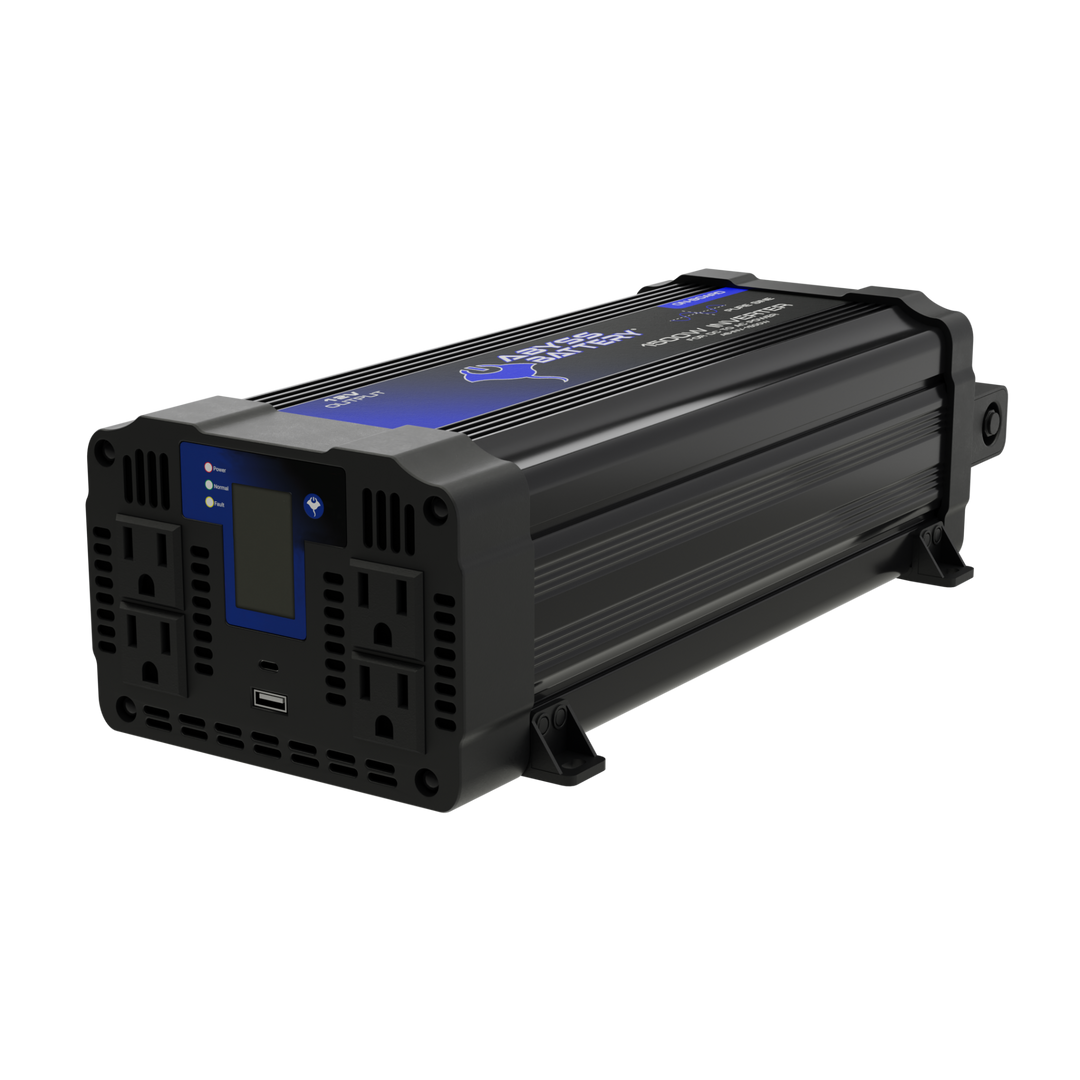 1500W marine inverter with LCD display and multiple AC and USB ports, ideal for boats and RVs.