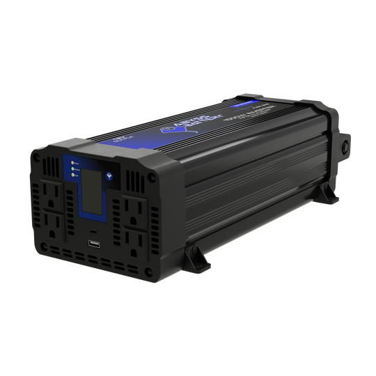 1500W marine inverter with LCD display and multiple AC and USB ports, ideal for boats and RVs.