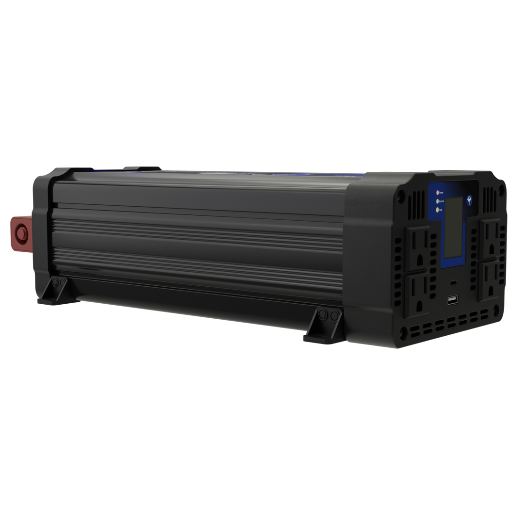 1500W marine inverter with pure sine wave technology, LCD display, and multiple ports for reliable power on boats.