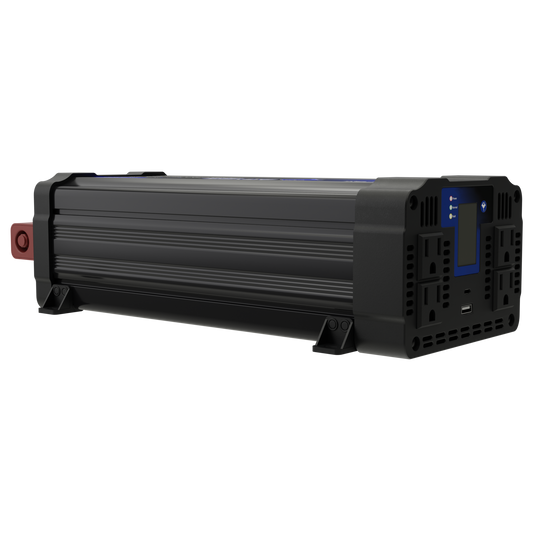 1500W marine inverter with pure sine wave technology, LCD display, and multiple ports for reliable power on boats.