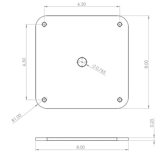 Sea Swivel heavy duty swiveling mount technical drawing.