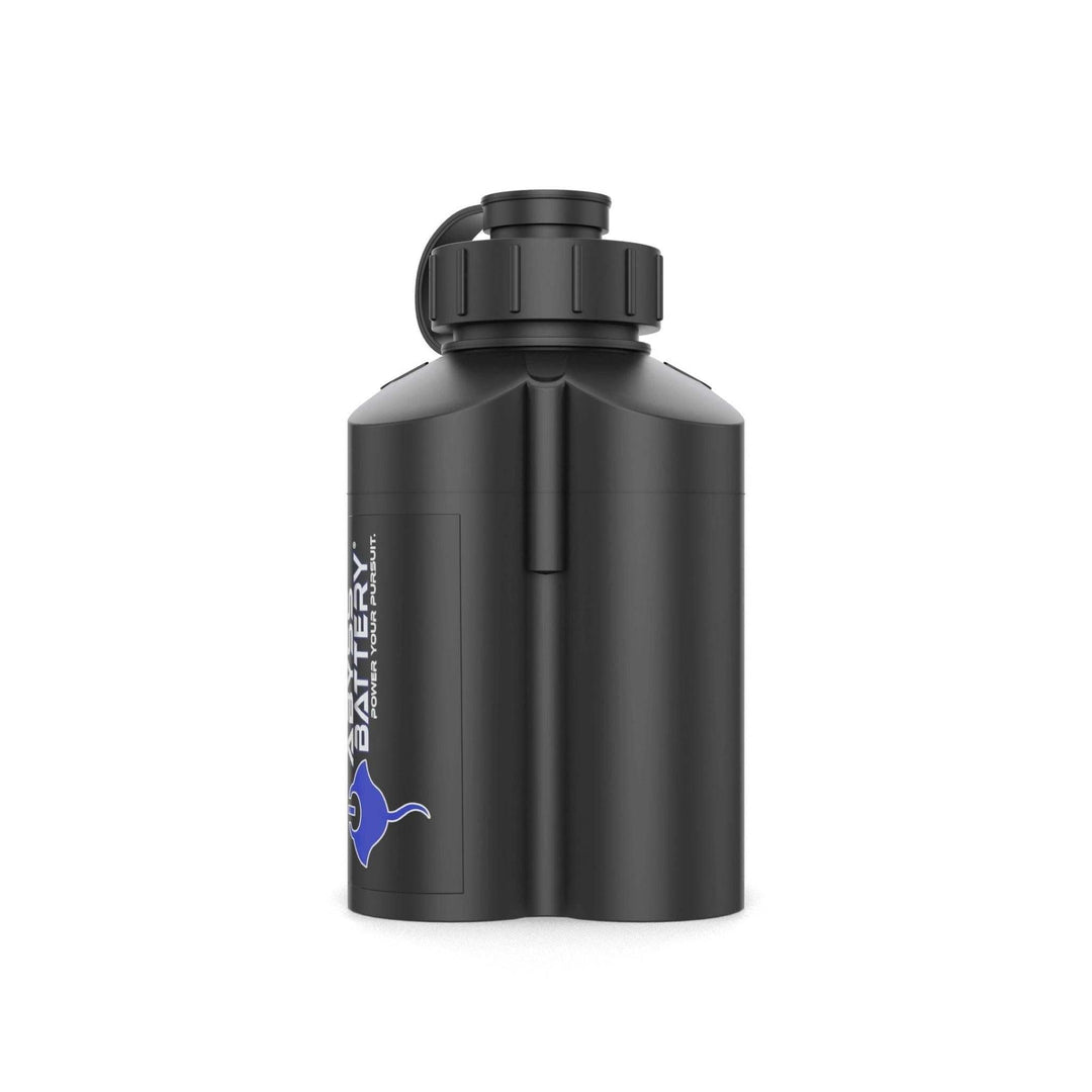 ABYSS® Electric Kite Reel Battery for fishing reels, sleek black design, compatible with Daiwa, Seaborg, Banax models.