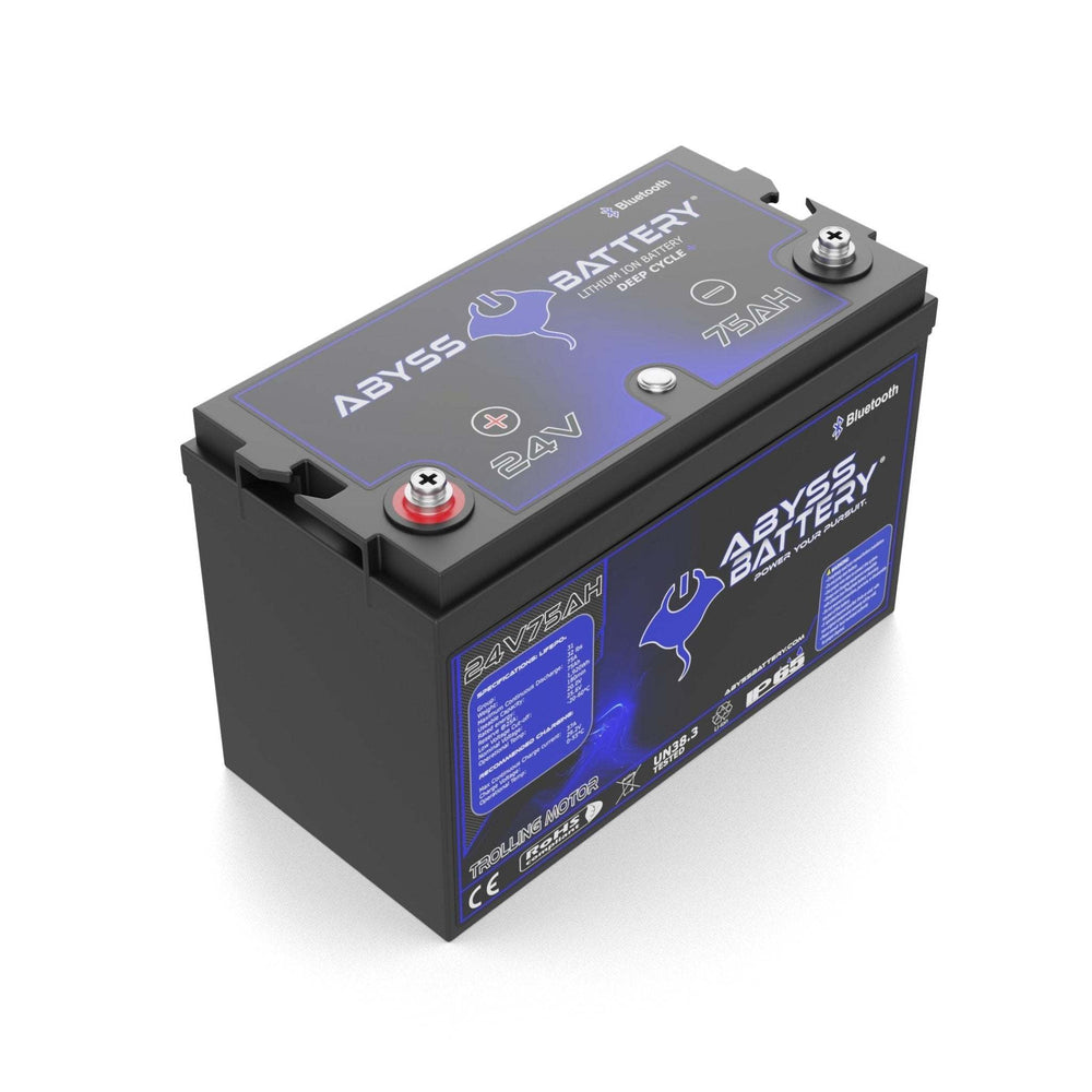 24V 75Ah lithium trolling motor battery by ABYSS® for long-lasting performance in marine applications.