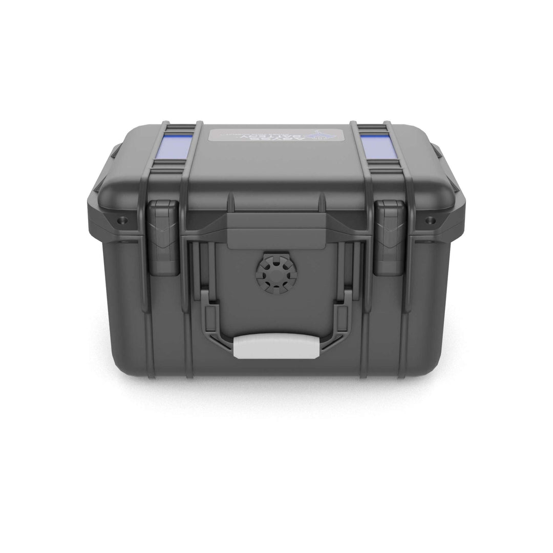 ABYSS® Waterproof Protector Case in black, rugged and durable with latches, designed for extreme conditions.