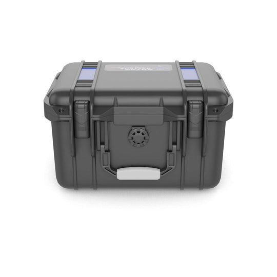ABYSS® Waterproof Protector Case in black, rugged and durable with latches, designed for extreme conditions.