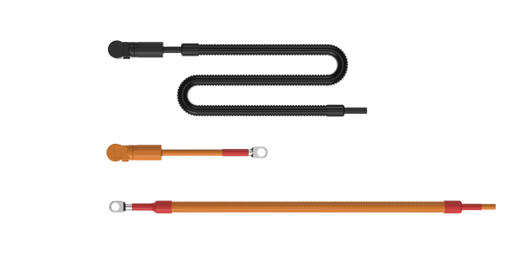 INFINITE™ Cable Kit bundle with three marine-grade power cables for SEAL™ battery, SHARK™ DC-DC charger, and AC charger connections.