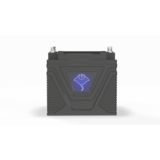 Compact ABYSS® 12V 12Ah Power Sport Lithium battery for jet skis, motorcycles, ATVs, and kayak electronics with lightweight, marine-grade durability and dual-purpose starting and power output.