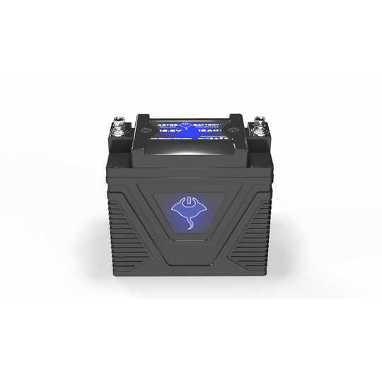 ABYSS 12V 12Ah Power Sport Lithium battery for jet skis, motorcycles, ATVs, and kayak electronics with lightweight, durable design and advanced safety features