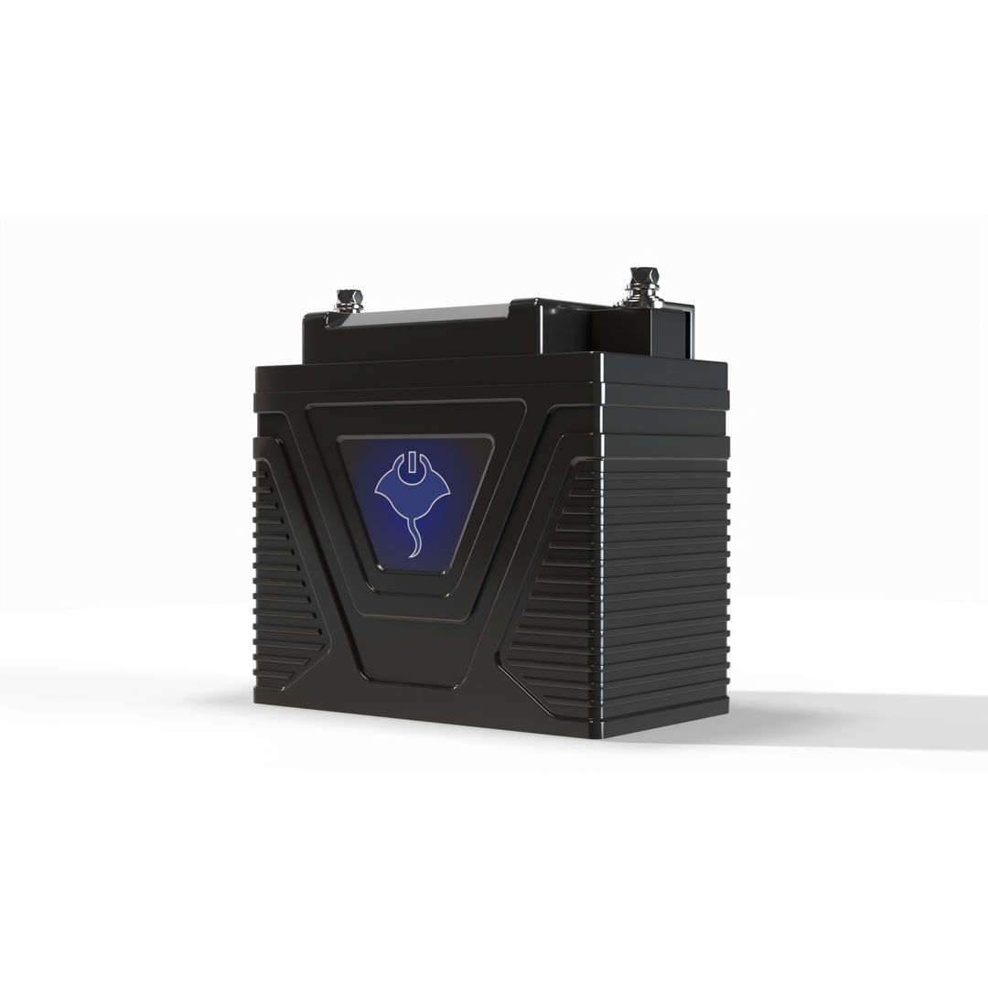 ABYSS 12V 12Ah Power Sport Lithium battery for jet skis, motorcycles, ATVs, and kayak electronics with dual-purpose starting and power output.