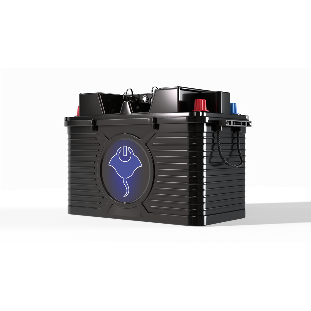 ABYSS 12V 220Ah NMEA 2000 dual-purpose marine lithium battery with IP67 sealed case and smart network integration.