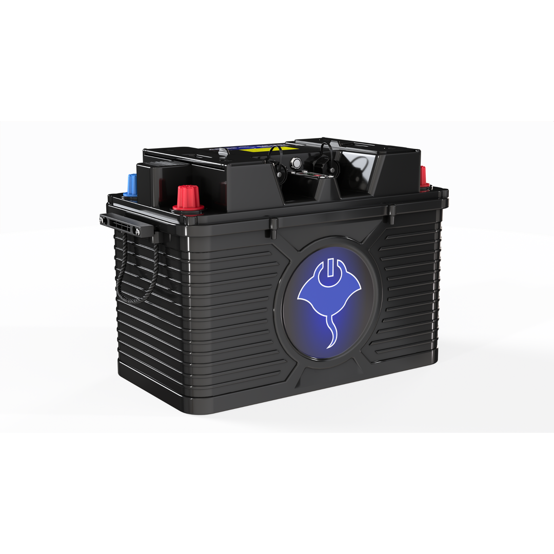 ABYSS 12V 220Ah NMEA 2000 dual-purpose marine lithium battery with IP67 sealed case and smart network display compatibility
