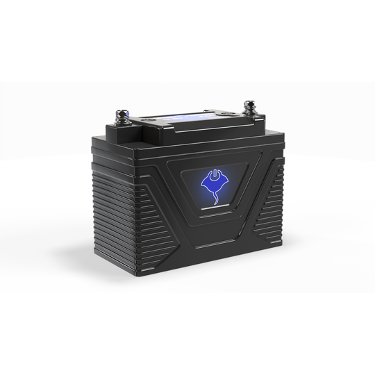 Compact black ABYSS® 12V 3Ah Power Sport Lithium starting battery with marine-grade waterproof design for jet skis, motorcycles, and kayak electronics.