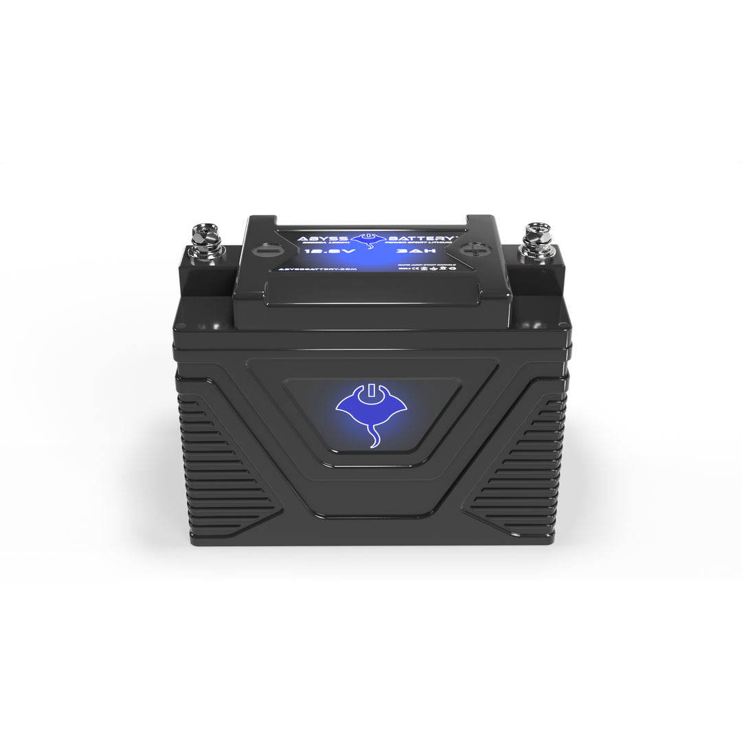 ABYSS 12V 3Ah Power Sport Lithium battery designed for jet skis, motorcycles, and kayak electronics with 192A CCA and IP67 waterproof rating