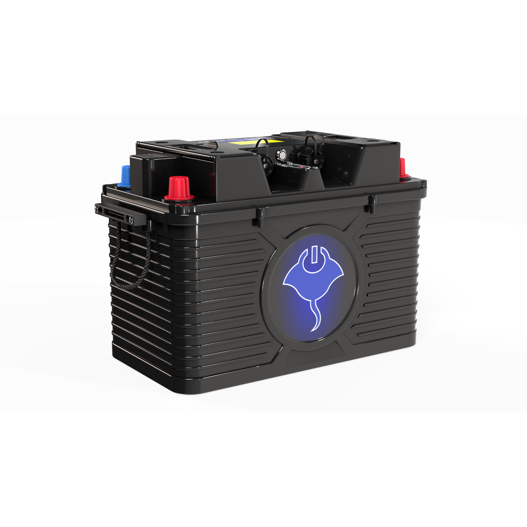 ABYSS 24V 110Ah dual-purpose lithium marine battery with NMEA 2000 compliance and IP67 sealing for large diesel engines and house loads.