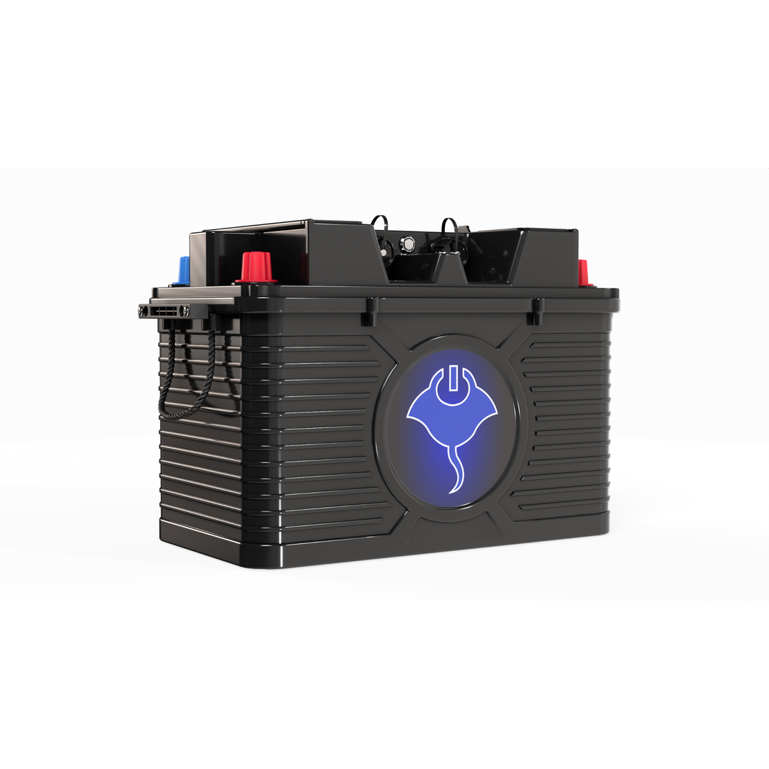 ABYSS 24V 110Ah dual-purpose lithium marine battery with NMEA 2000 smart integration and IP67 waterproof sealing for large diesel engines and house loads.