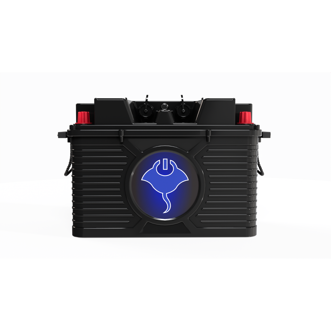 ABYSS 24V 110Ah dual-purpose lithium marine battery with NMEA 2000 compliance and IP67 sealing.
