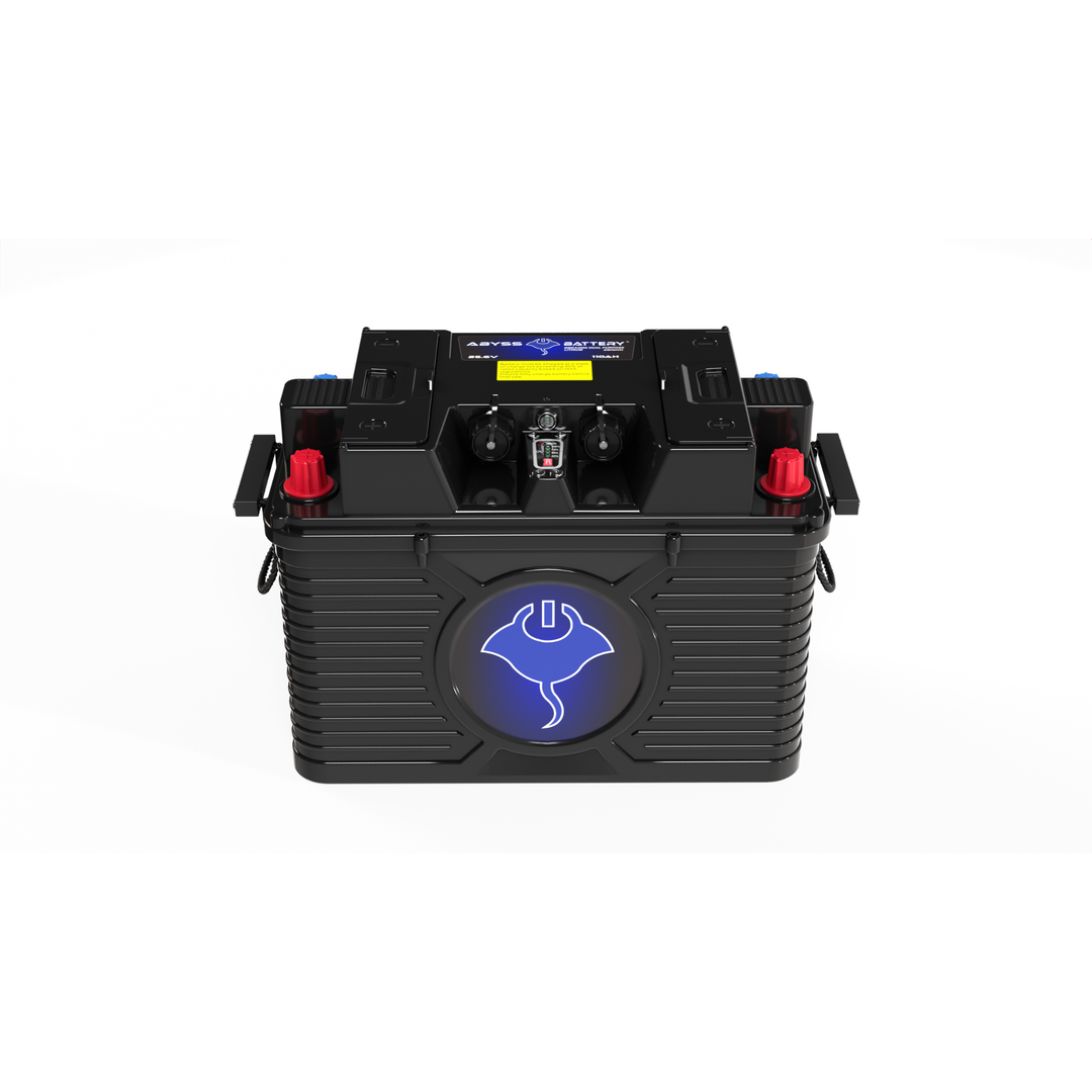 ABYSS® 24V 110Ah dual-purpose lithium marine battery with NMEA 2000 integration and IP67 waterproof rating