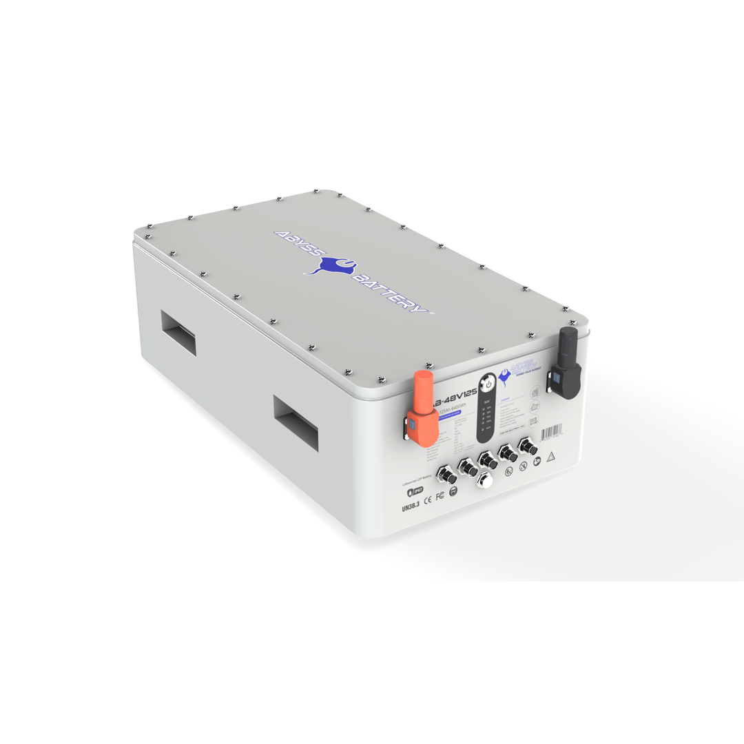48V125Ah lithium marine house battery with IP67 enclosure, Victron CANBUS compatible, designed for silent electric propulsion and high-demand marine power systems.