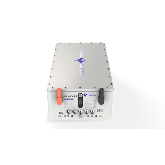 ABYSS® 48V125Ah Lithium Marine House Battery with IP67 marine-grade enclosure and Victron-compatible CANBUS integration.