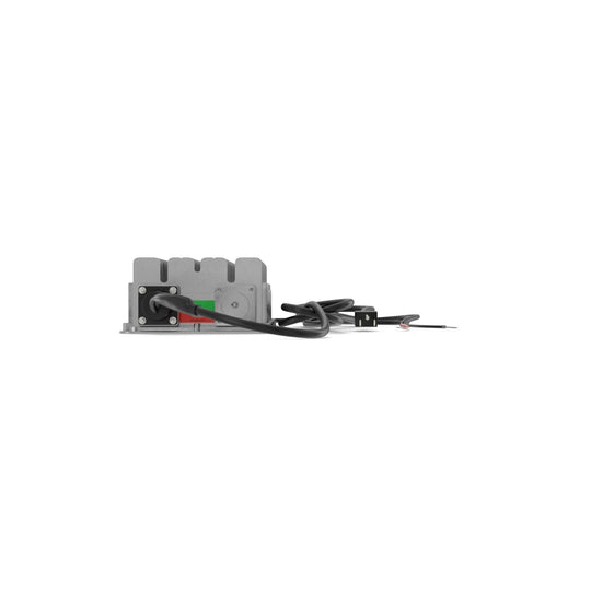 Marine lithium battery charger with cables, IP68 rating, and safety features for 24V batteries.