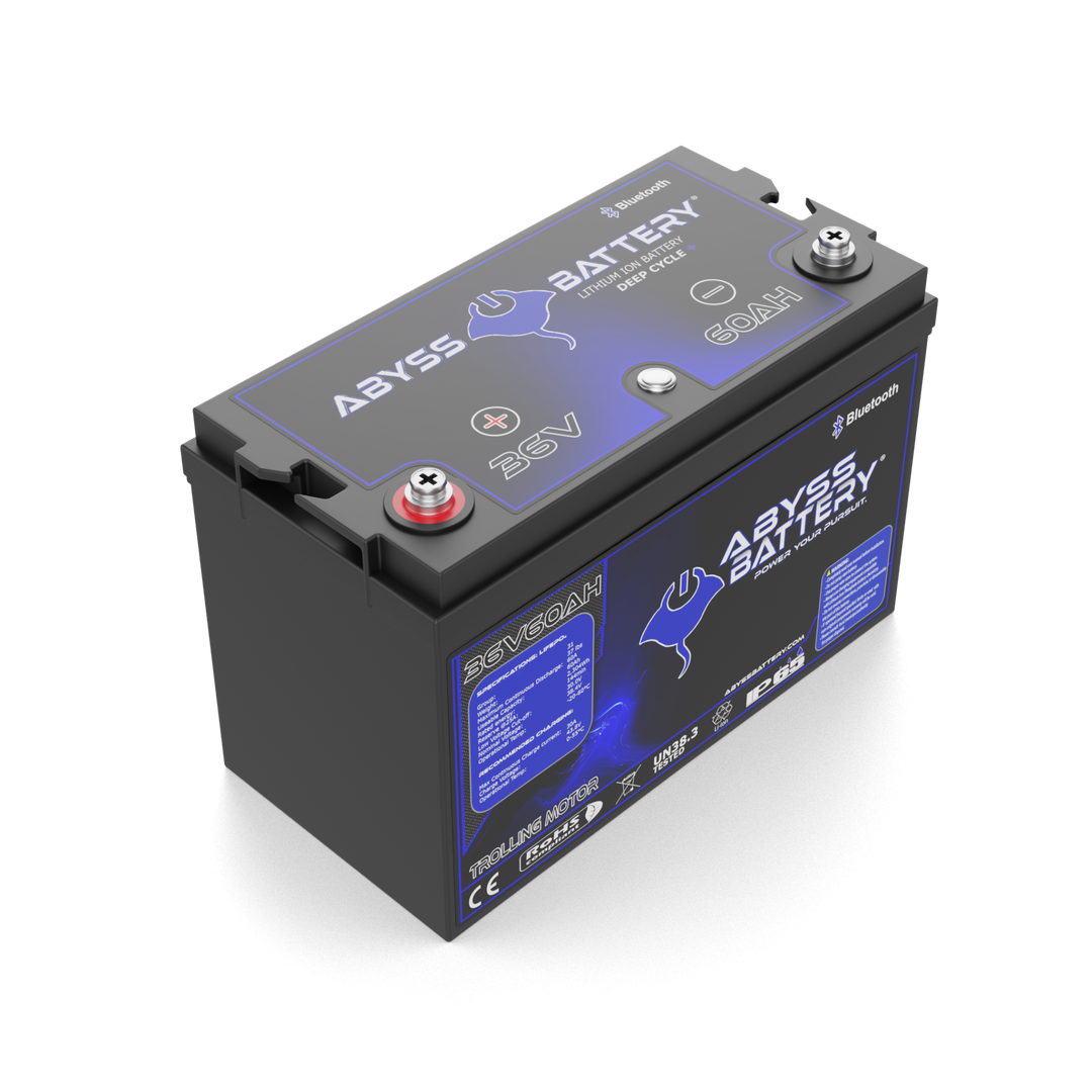 ABYSS® 36V 60Ah Lithium Trolling Motor Battery for marine use.