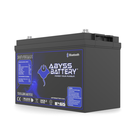 Abyss 36V 60Ah Lithium Trolling Motor Battery for marine use.