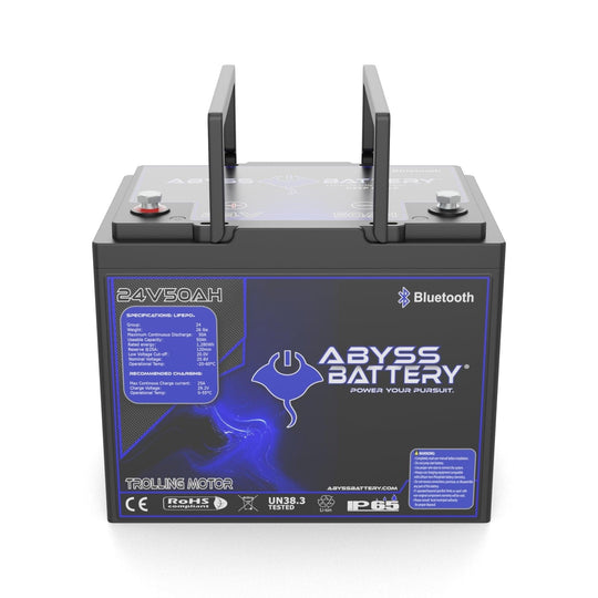 Front View of 24V 50Ah Lithium Trolling Motor Battery