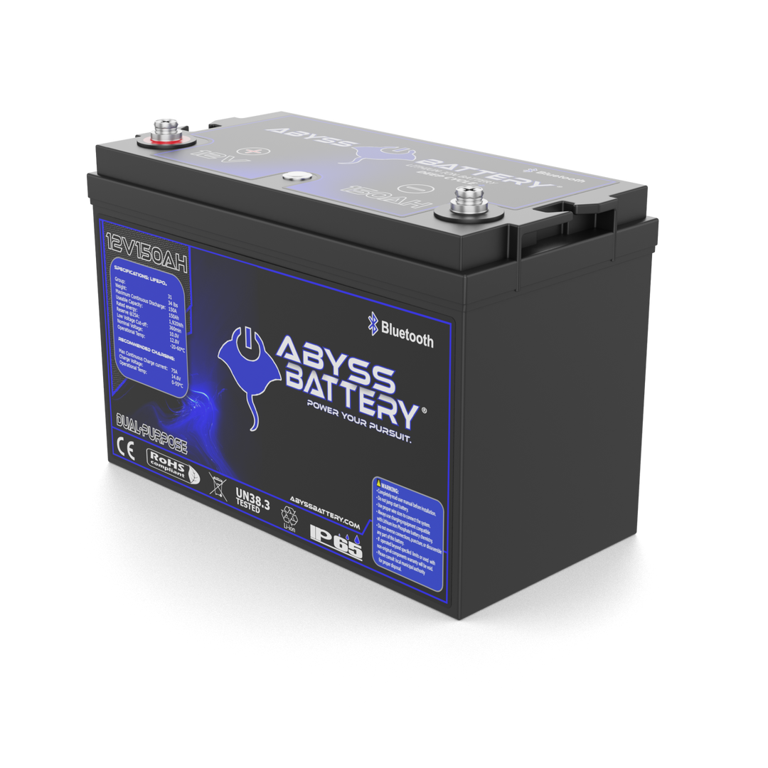 12 volt lithium marine battery with Bluetooth connectivity for boats.