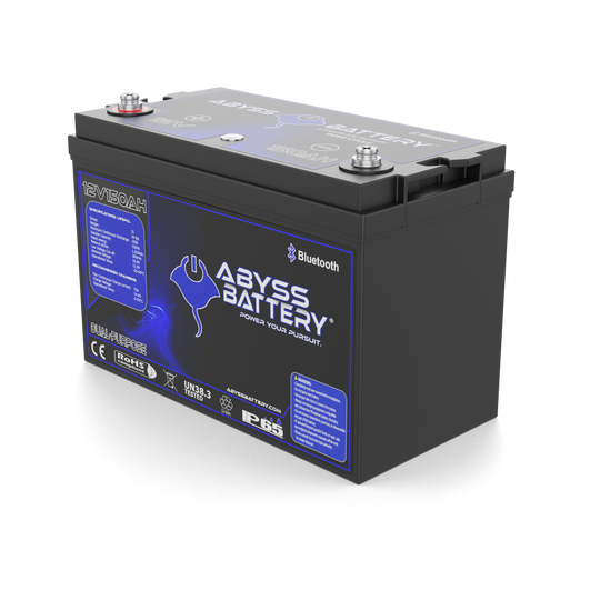 12 volt lithium marine battery with Bluetooth connectivity for boats.
