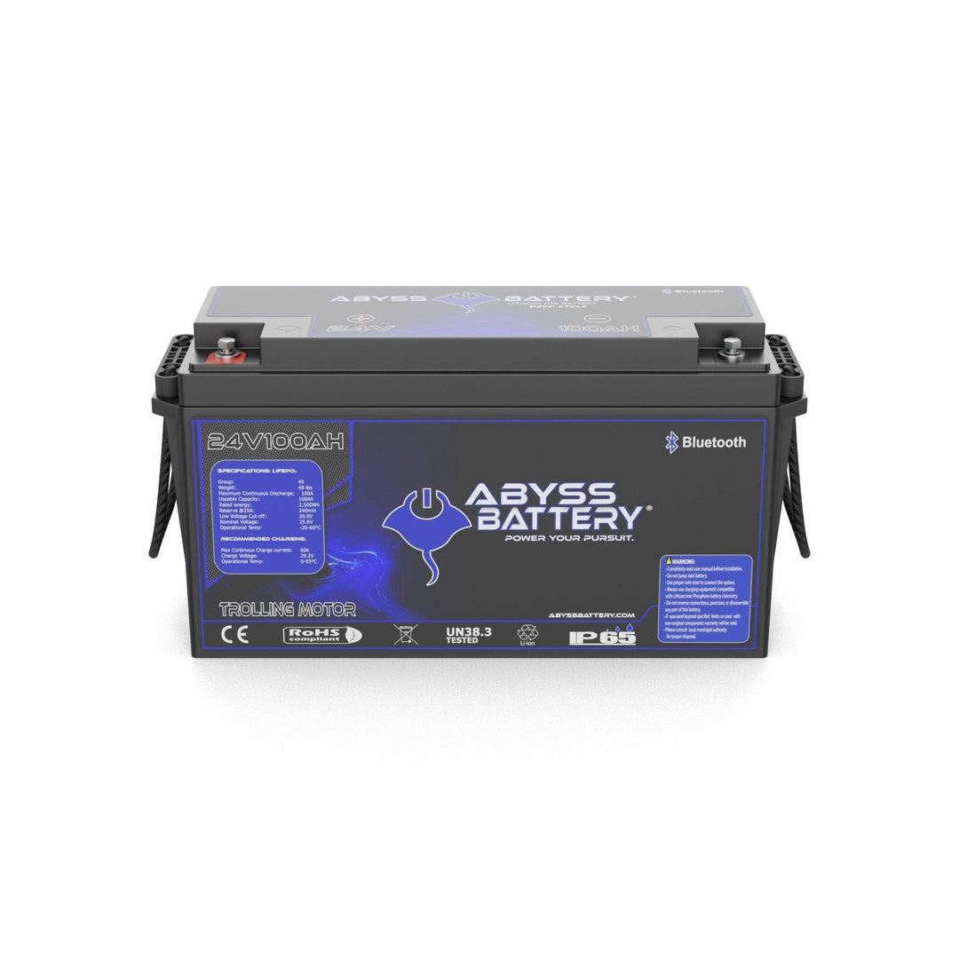 ABYSS® 24V 100Ah Lithium Trolling Motor Battery for efficient marine power.