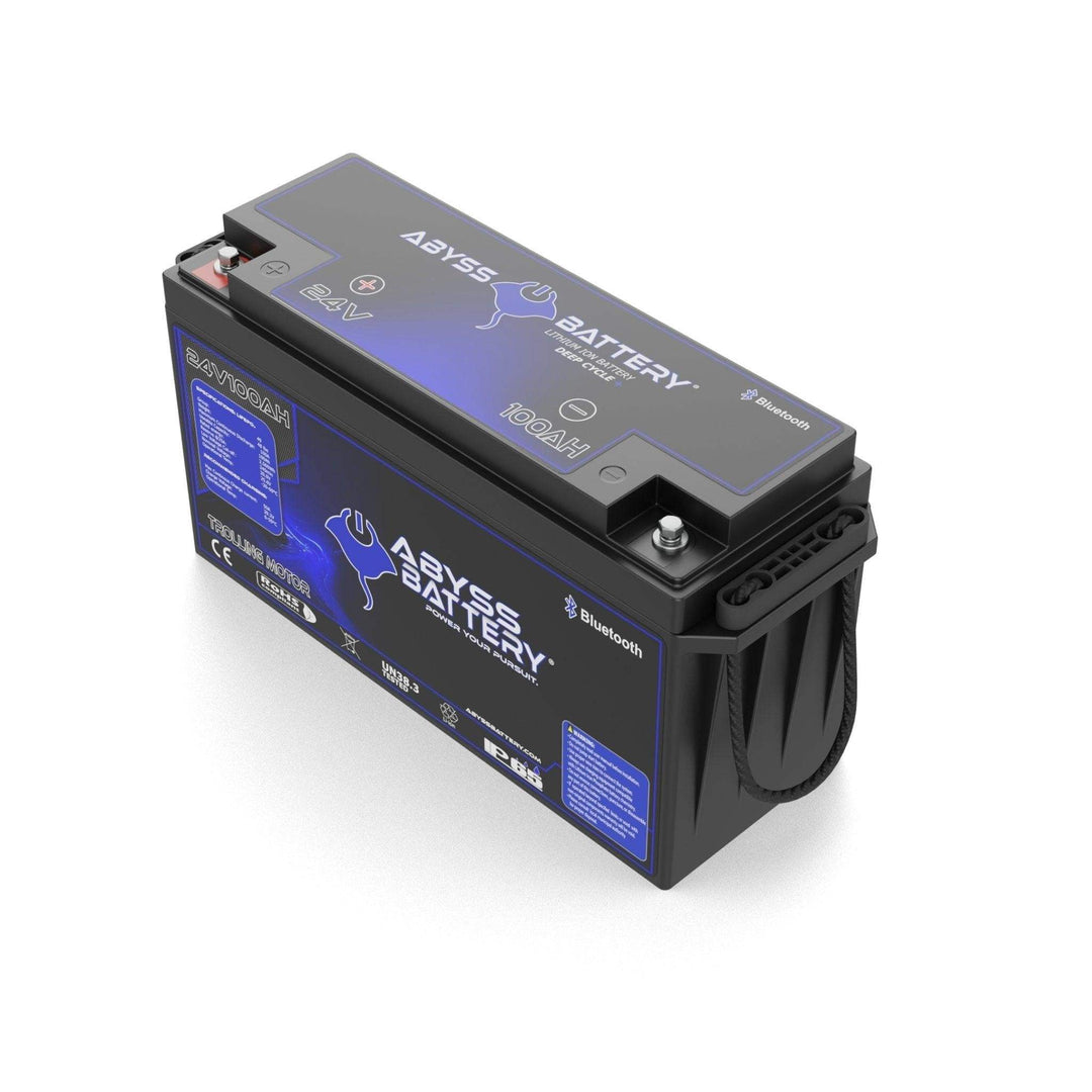 24V 100Ah lithium trolling motor battery, compact and lightweight design for reliable marine power.
